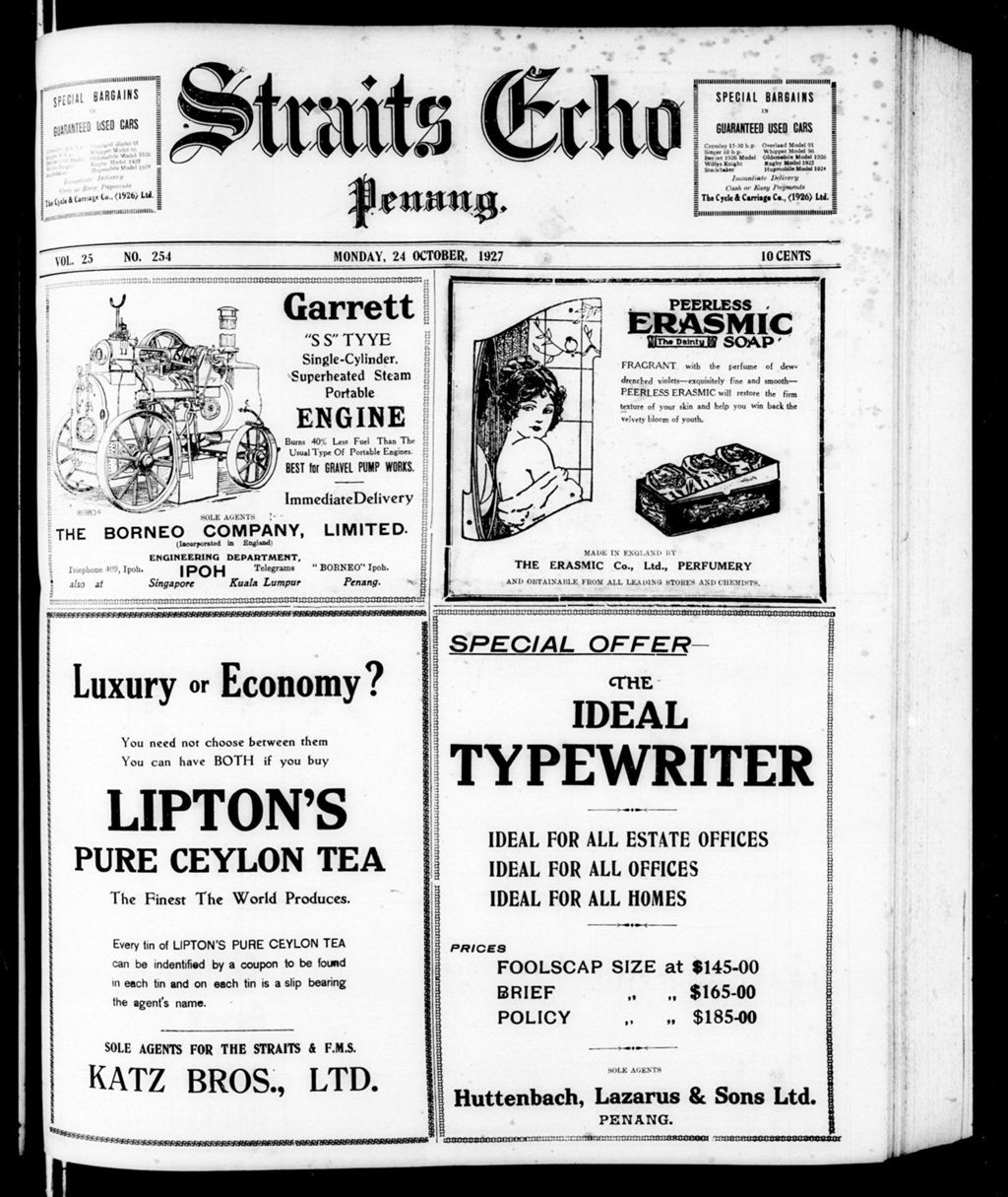 Miniature of Straits Echo 24 October 1927