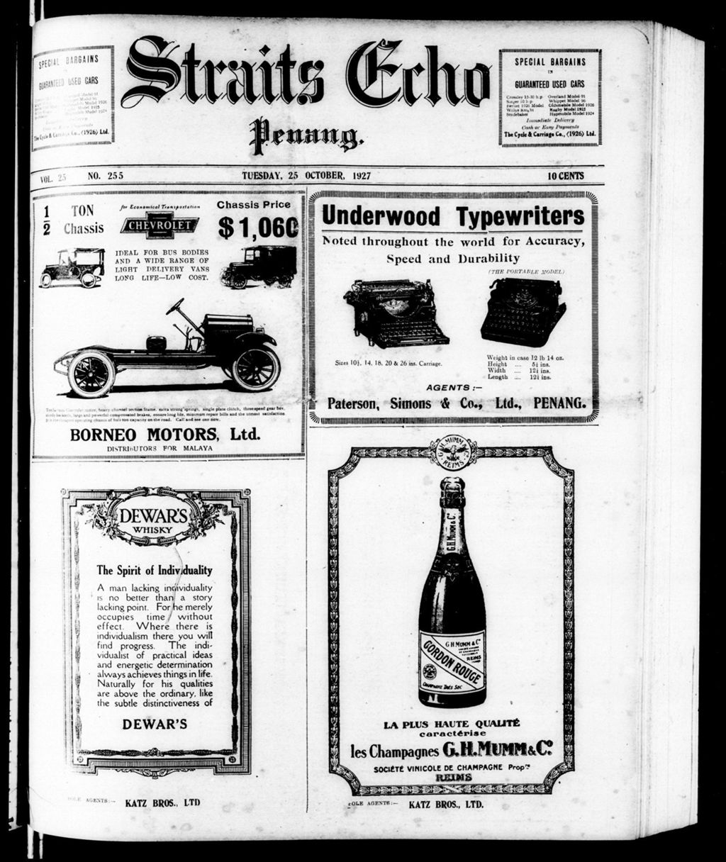 Miniature of Straits Echo 25 October 1927