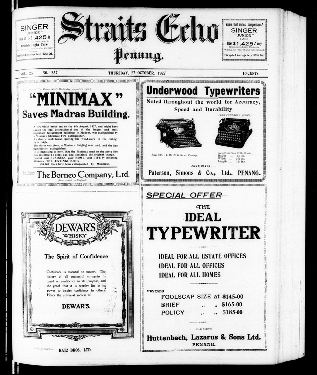 Miniature of Straits Echo 27 October 1927