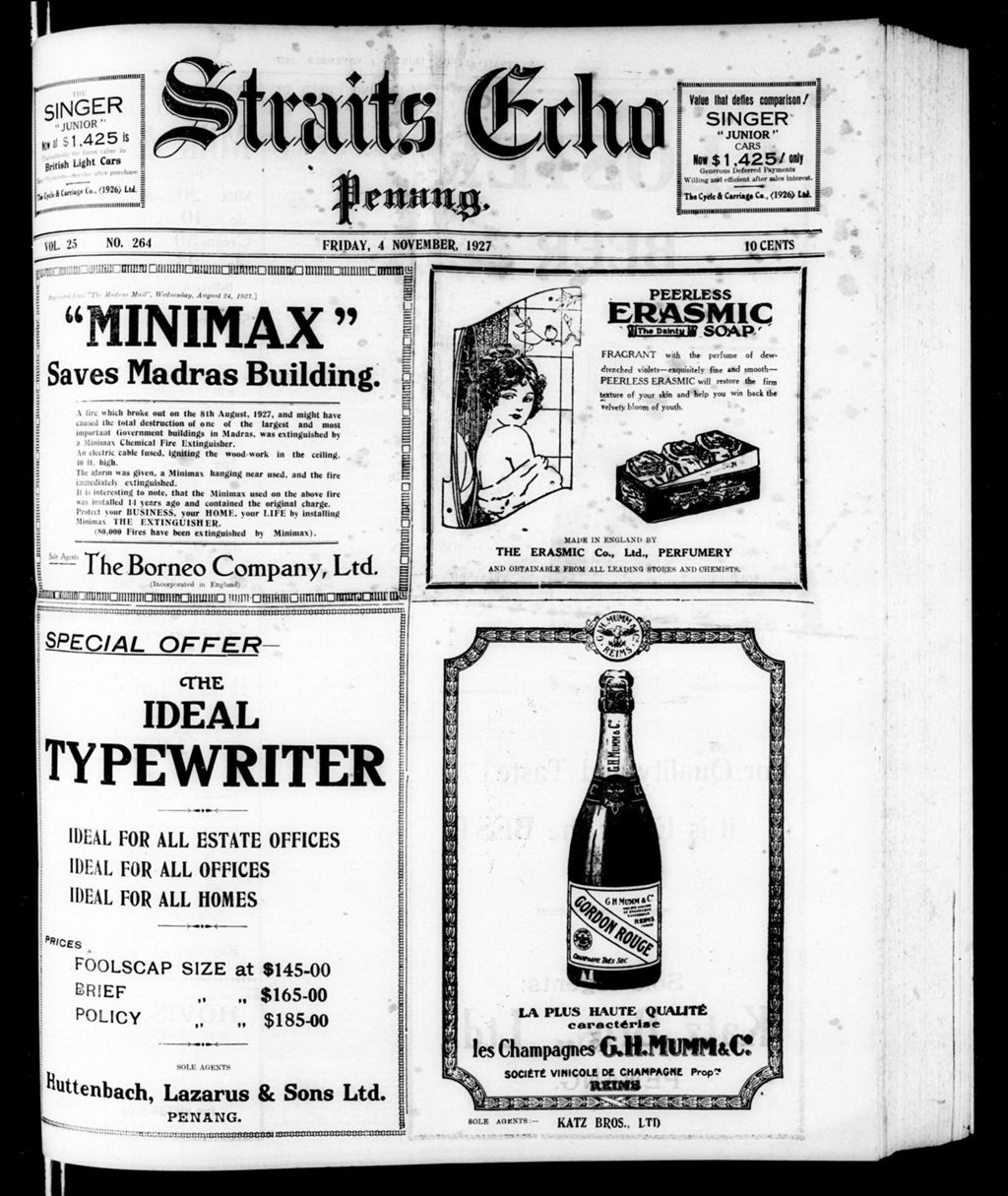 Miniature of Straits Echo 04 November 1927