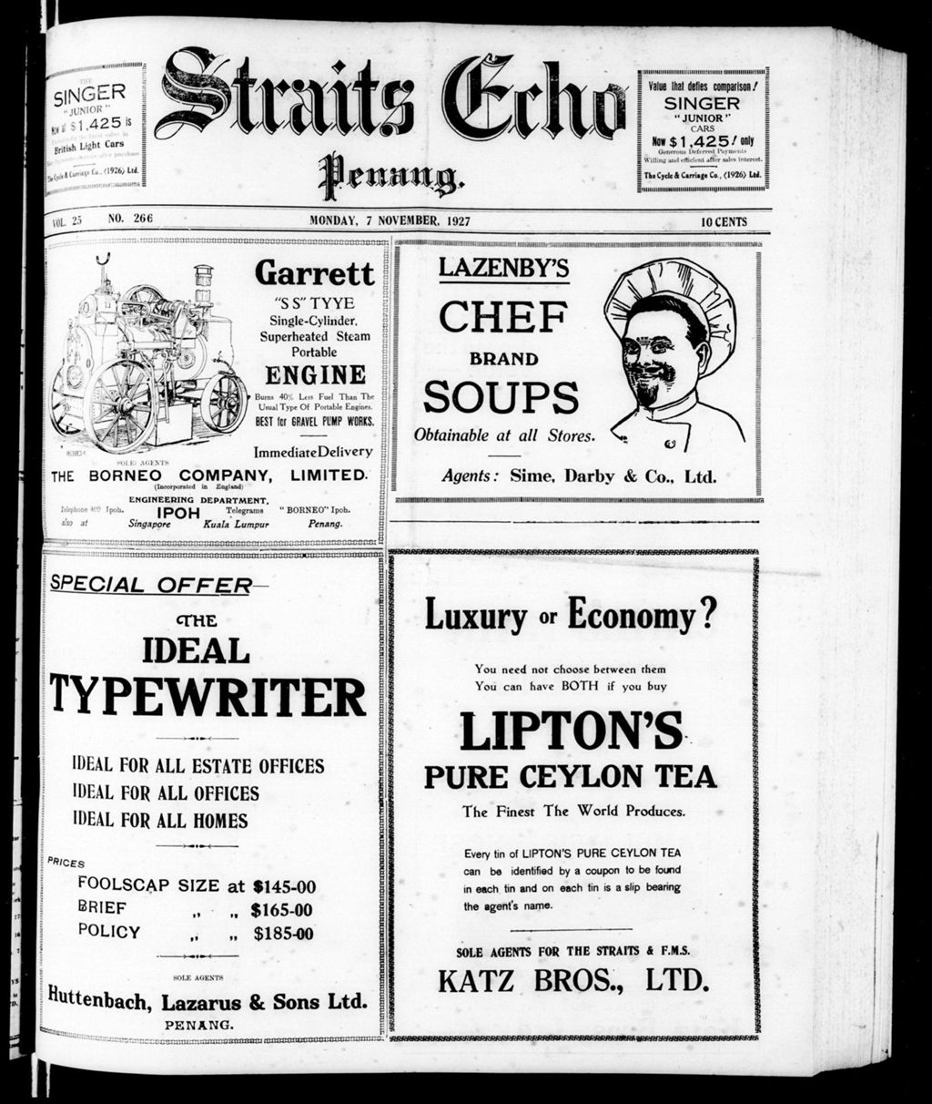 Miniature of Straits Echo 07 November 1927