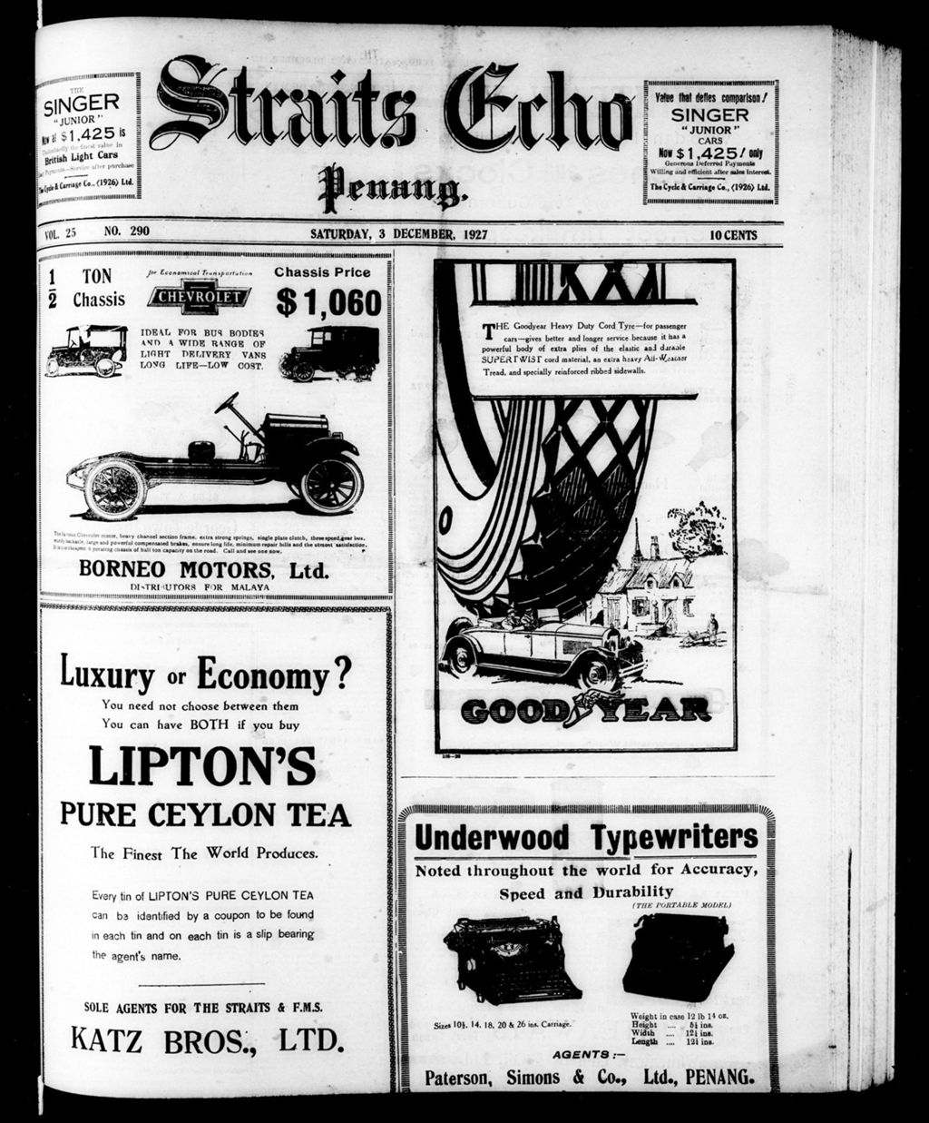 Miniature of Straits Echo 03 December 1927