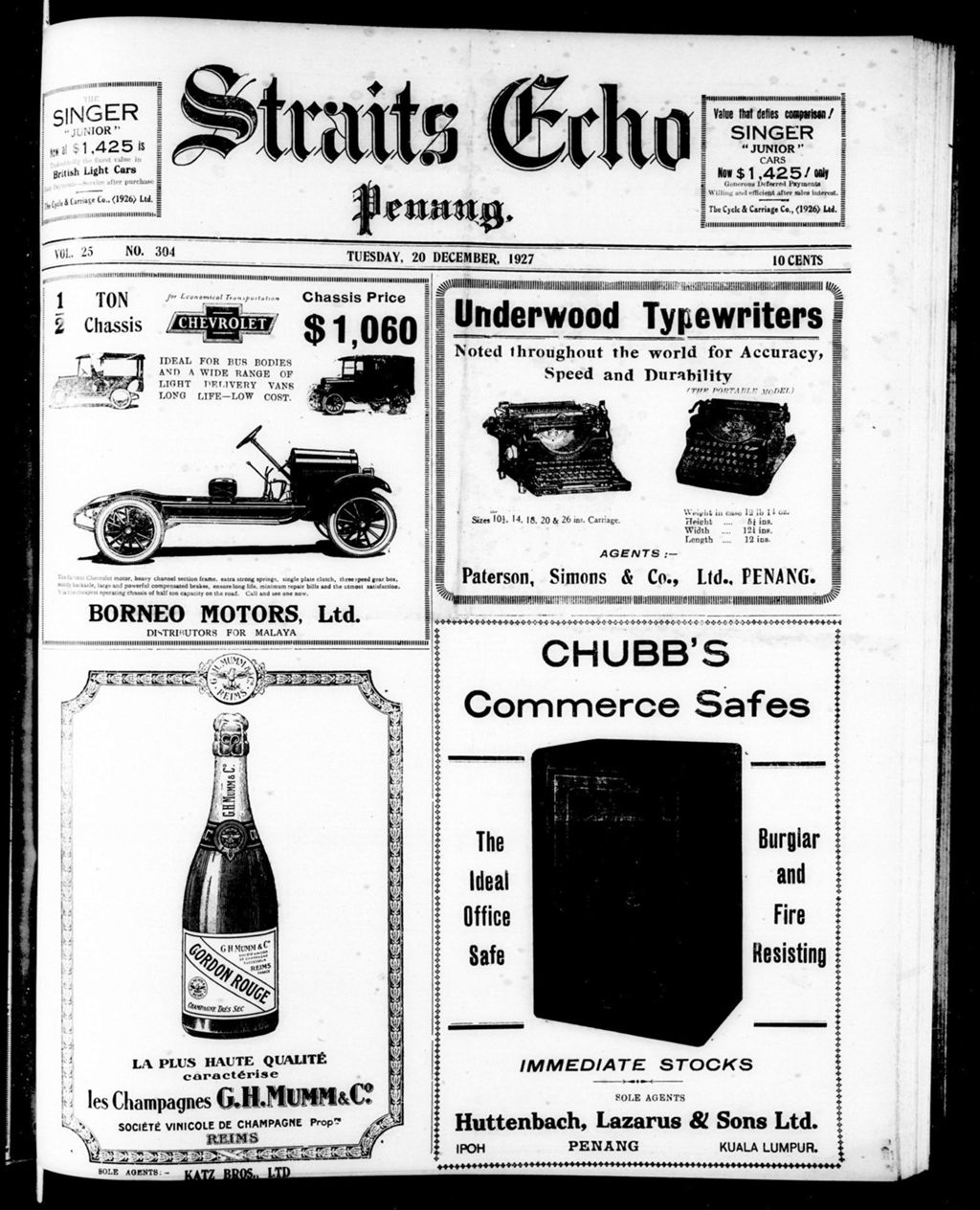 Miniature of Straits Echo 20 December 1927