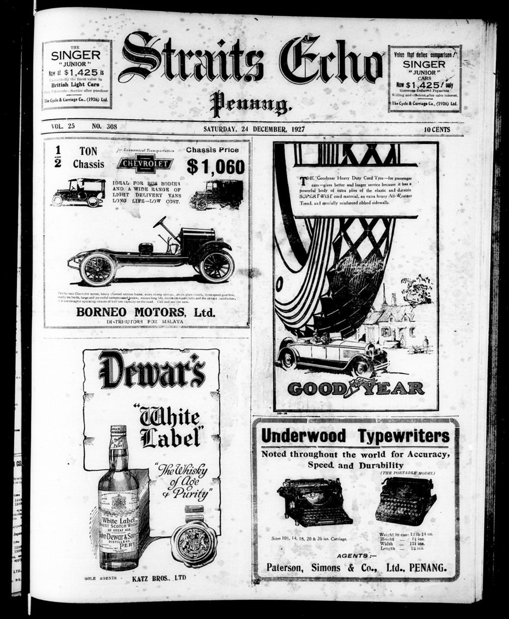 Miniature of Straits Echo 24 December 1927