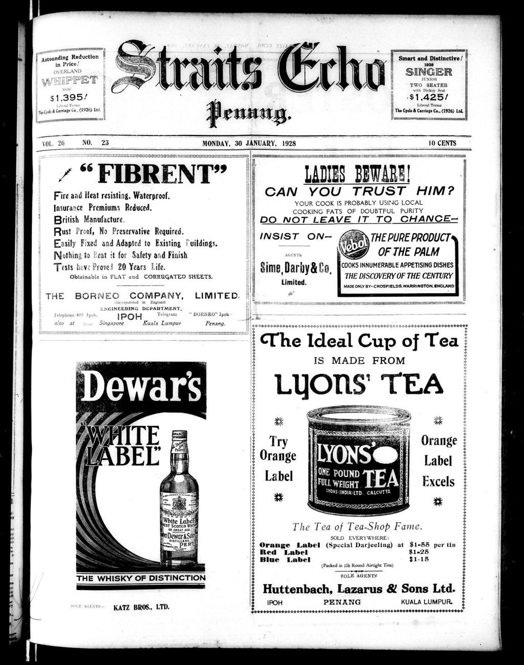 Miniature of Straits Echo 30 January 1928