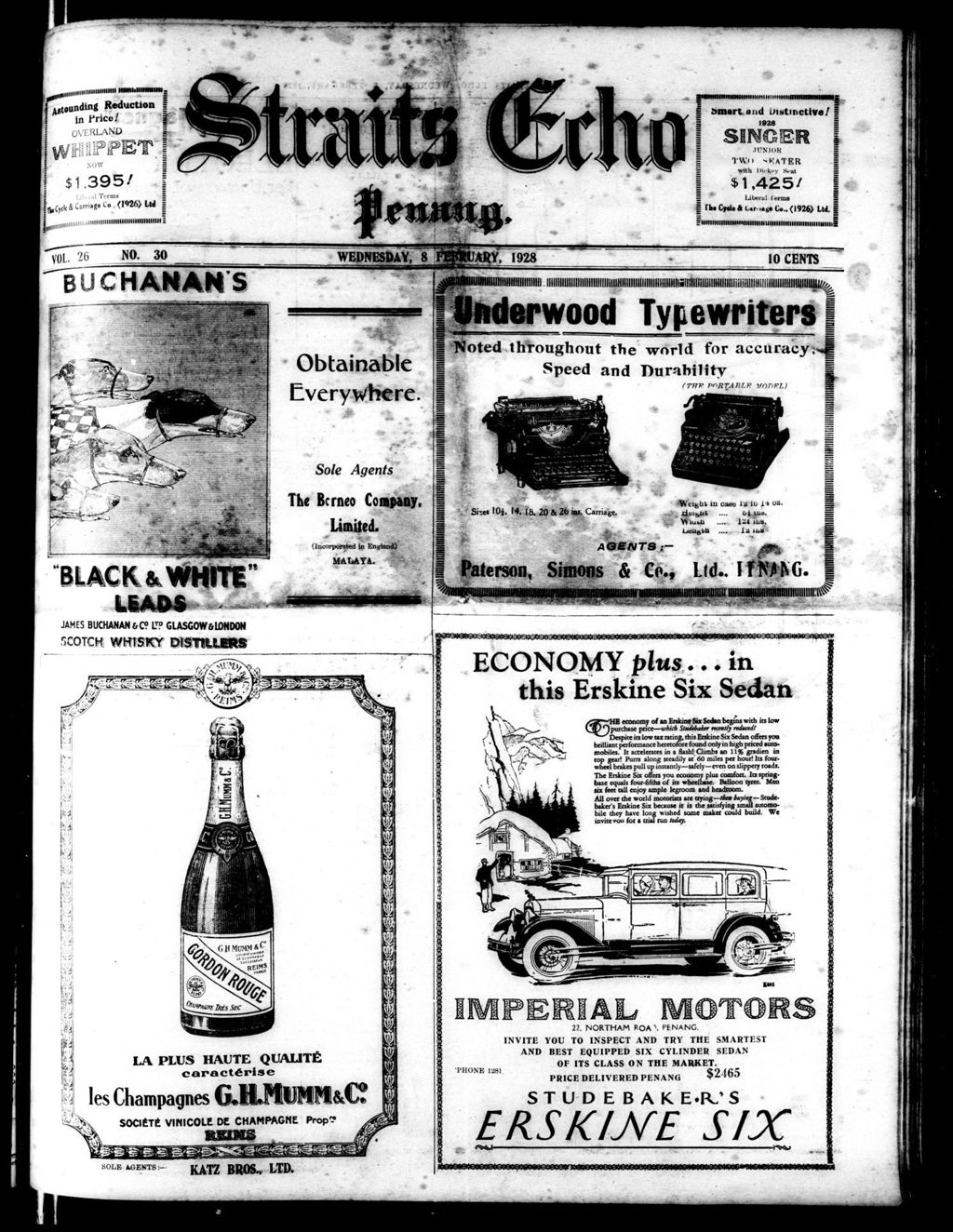 Miniature of Straits Echo 08 February 1928