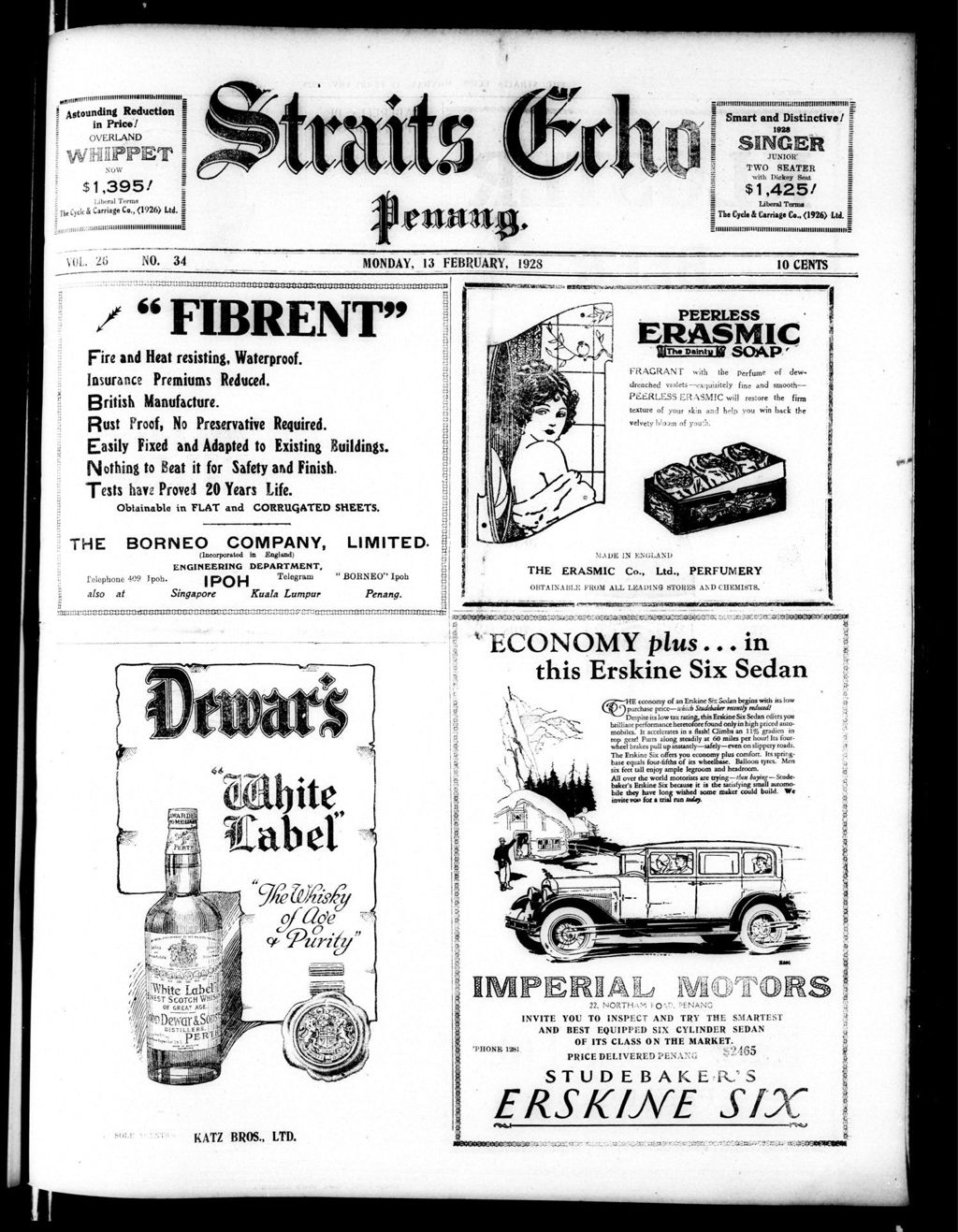 Miniature of Straits Echo 13 February 1928