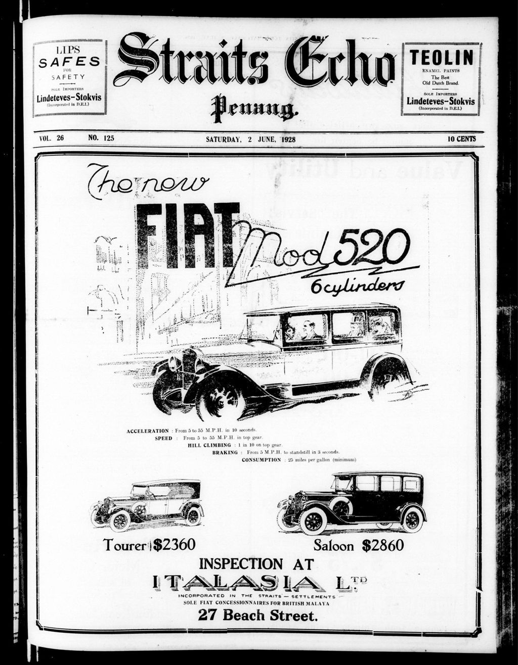 Miniature of Straits Echo 02 June 1928