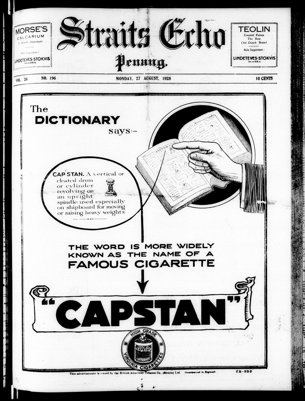 Miniature of Straits Echo 27 August 1928