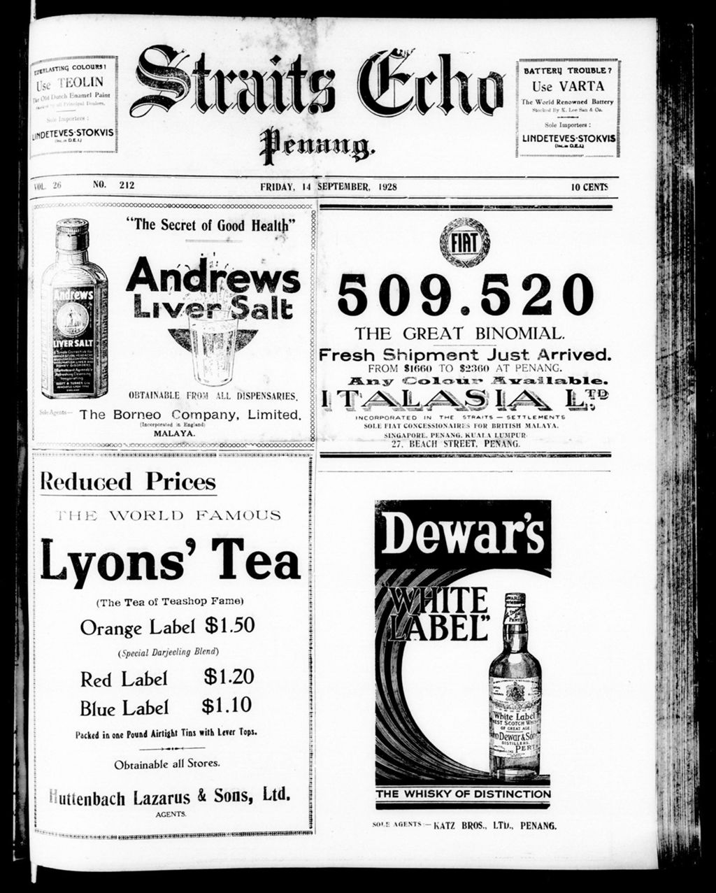 Miniature of Straits Echo 14 September 1928