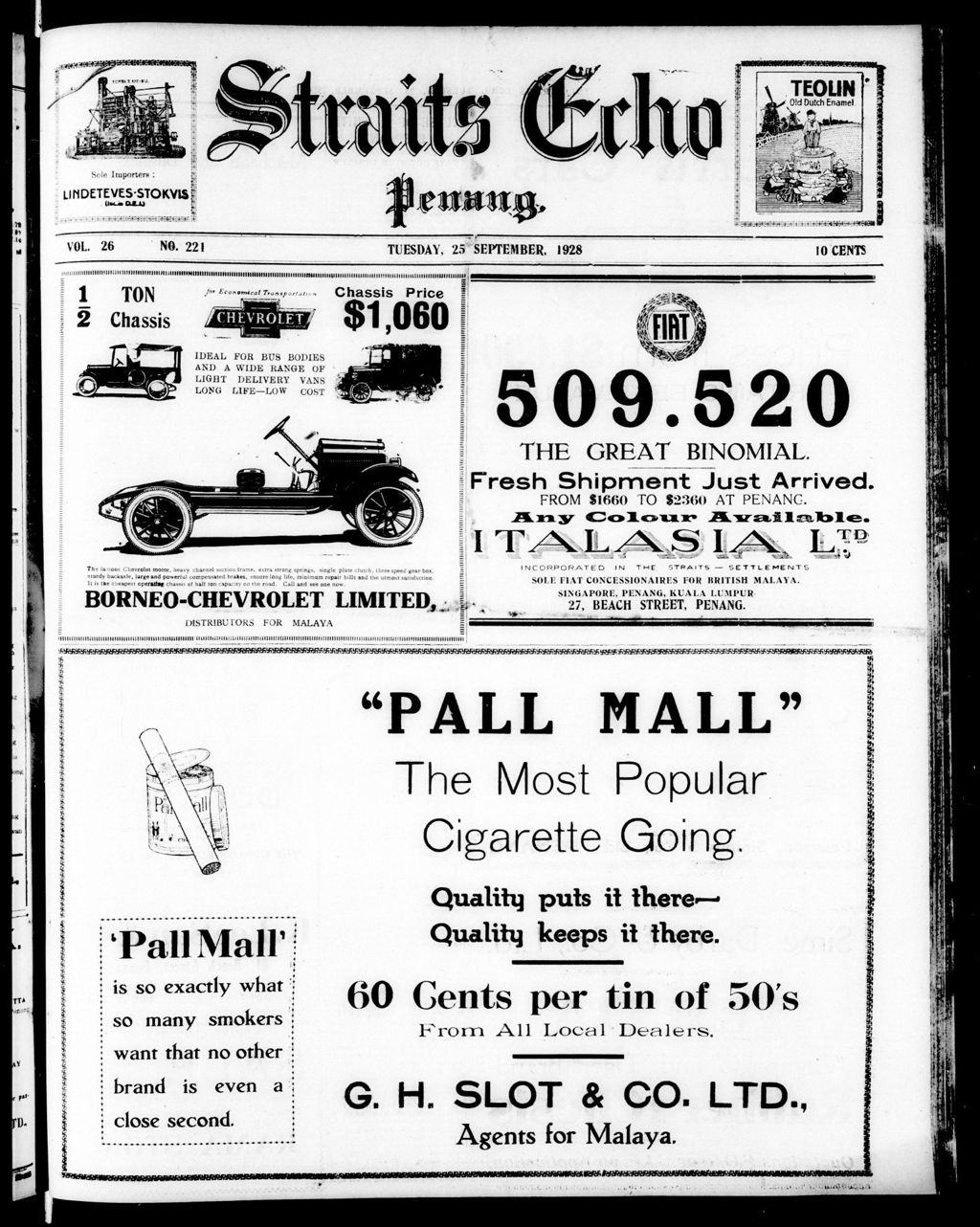 Miniature of Straits Echo 25 September 1928