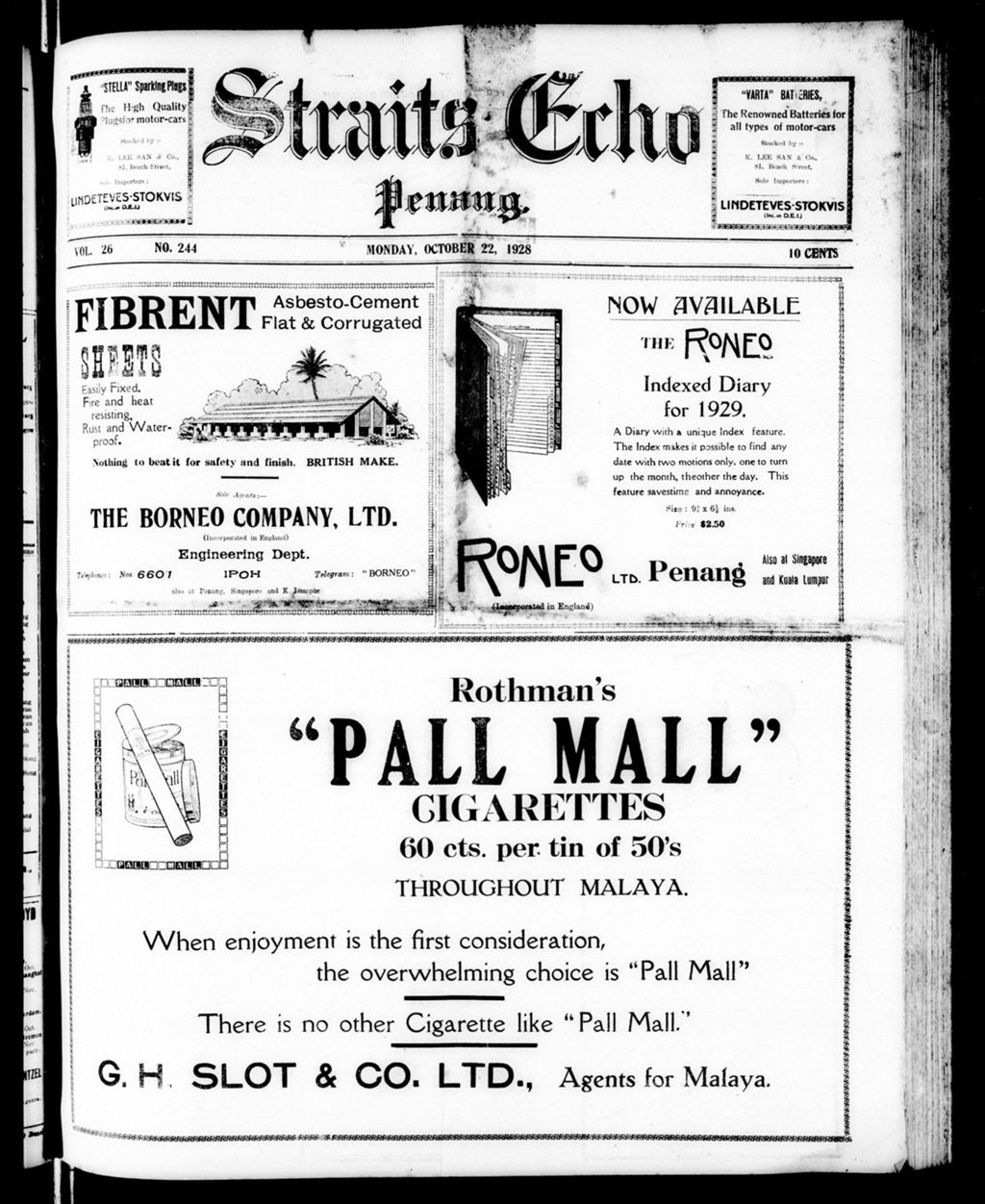 Miniature of Straits Echo 22 October 1928