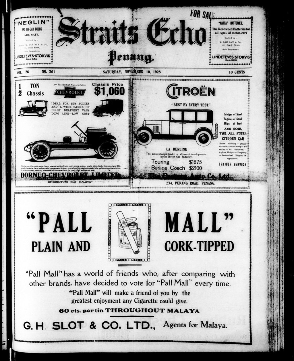 Miniature of Straits Echo 10 November 1928