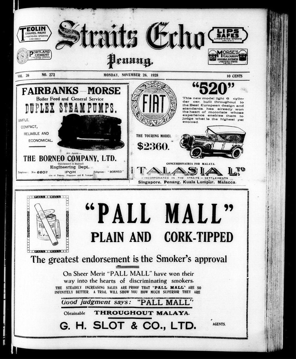 Miniature of Straits Echo 26 November 1928