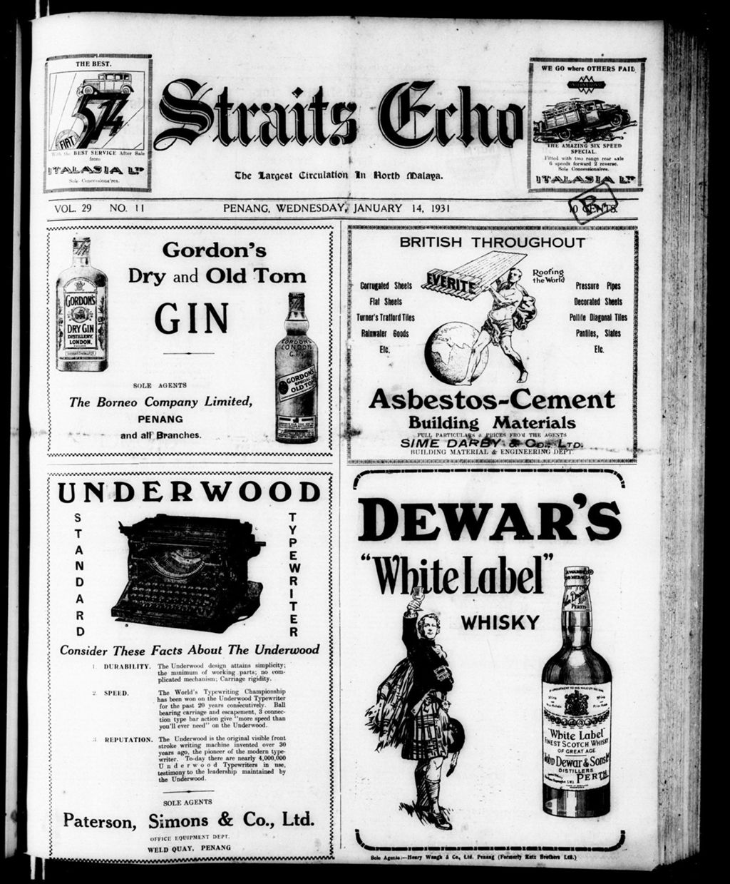 Miniature of Straits Echo 14 January 1931