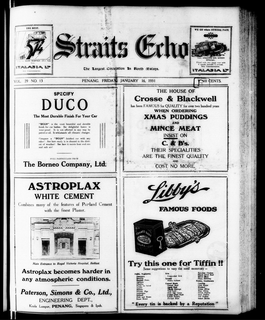 Miniature of Straits Echo 16 January 1931