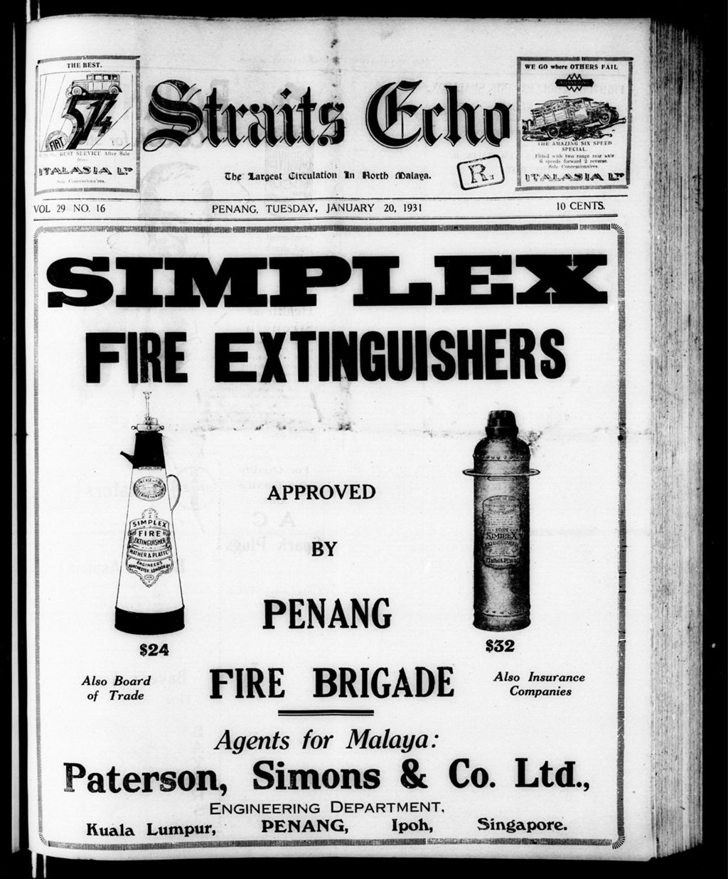 Miniature of Straits Echo 20 January 1931