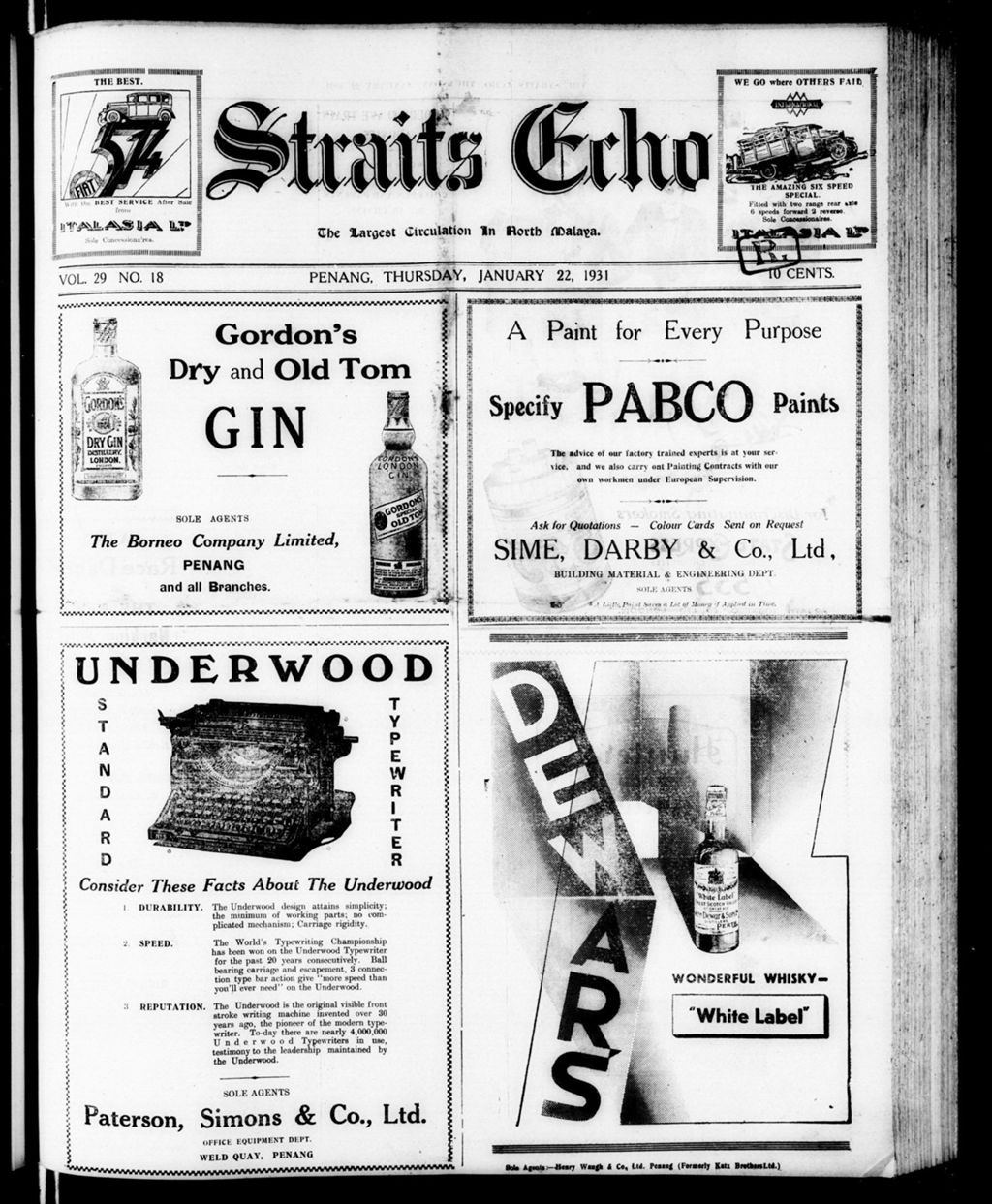 Miniature of Straits Echo 22 January 1931