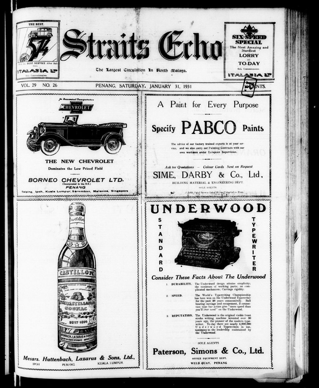 Miniature of Straits Echo 31 January 1931