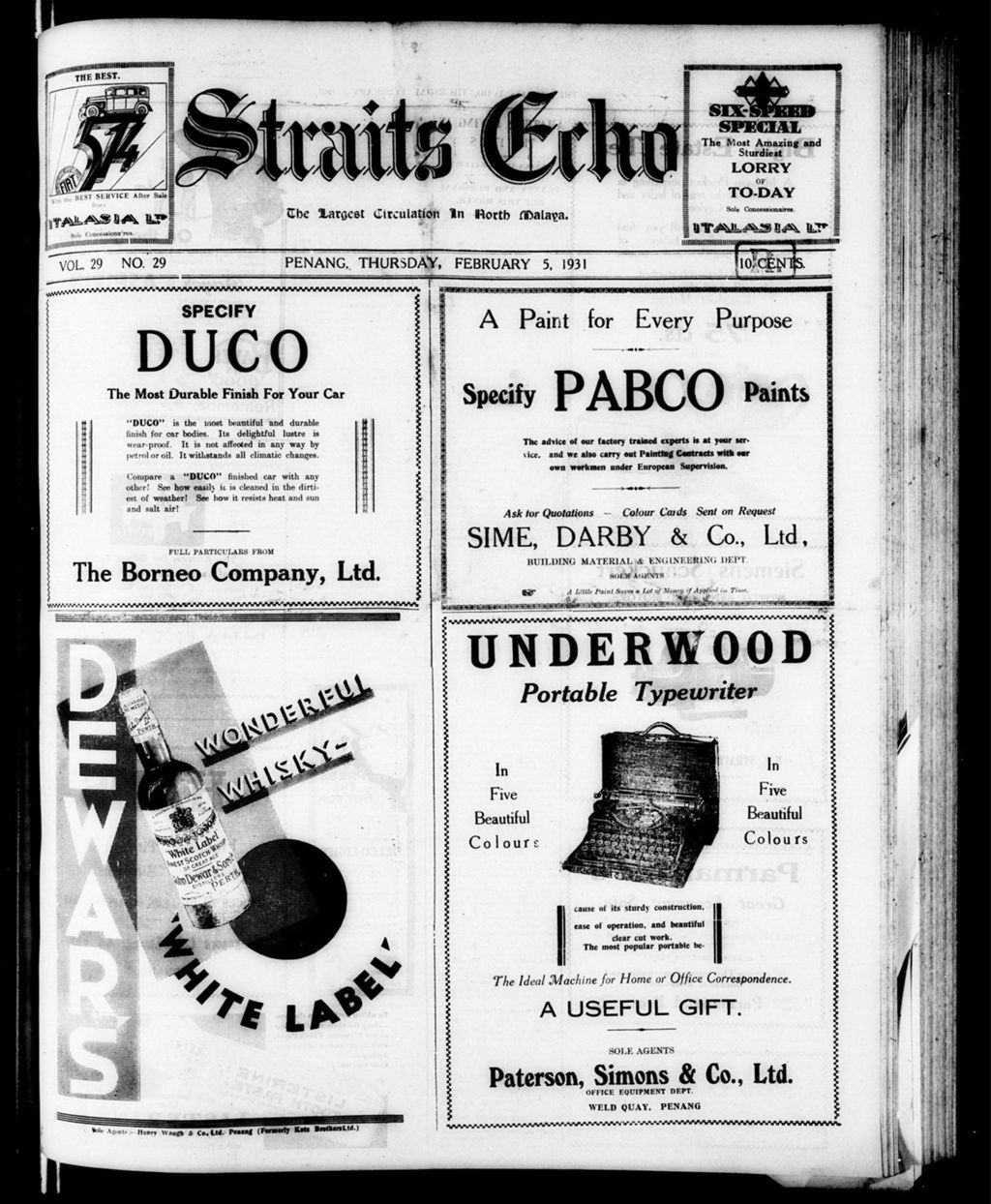 Miniature of Straits Echo 05 February 1931