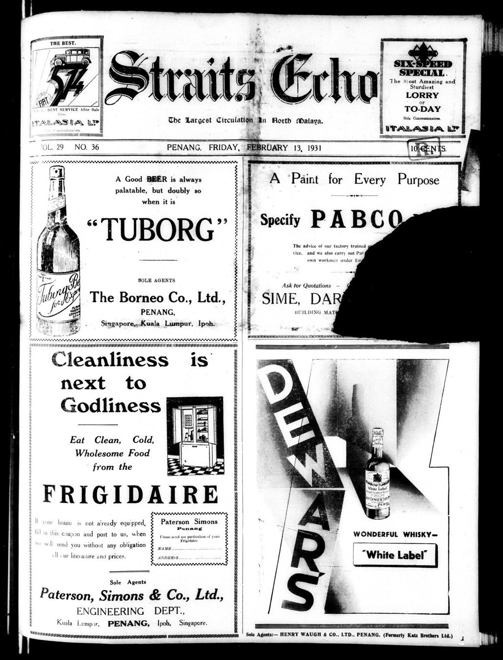 Miniature of Straits Echo 13 February 1931