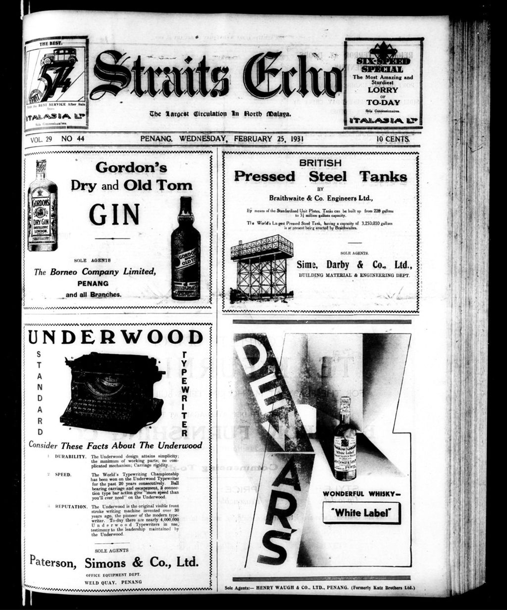 Miniature of Straits Echo 25 February 1931