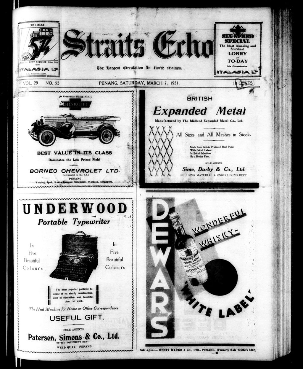 Miniature of Straits Echo 07 March 1931