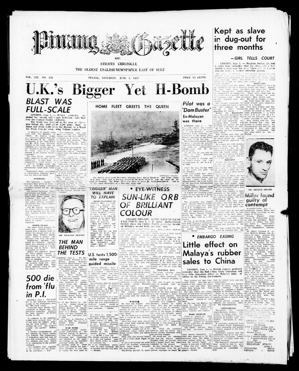 Miniature of Pinang Gazette and Straits Chronicle 01 June 1957