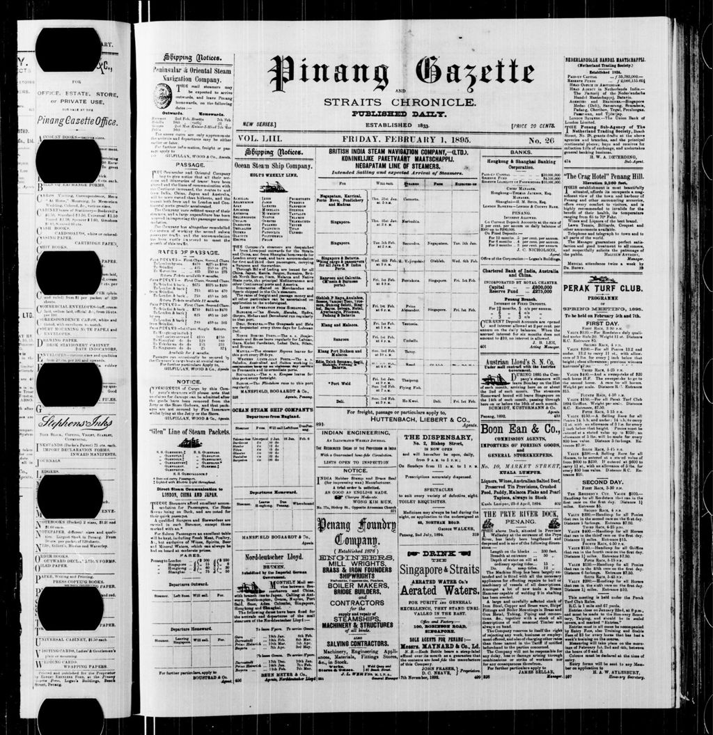 Miniature of Pinang Gazette and Straits Chronicle 01 February 1895