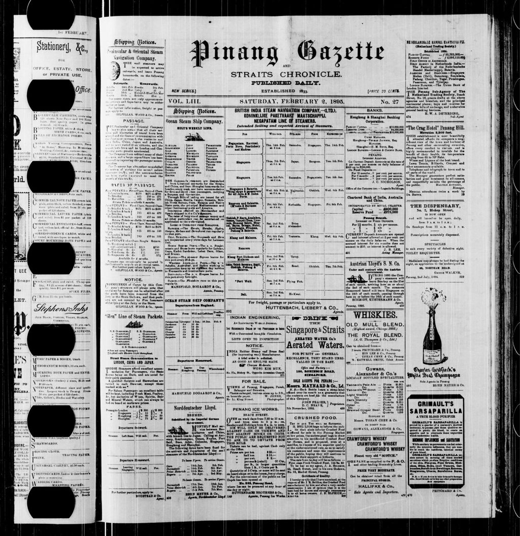 Miniature of Pinang Gazette and Straits Chronicle 02 February 1895