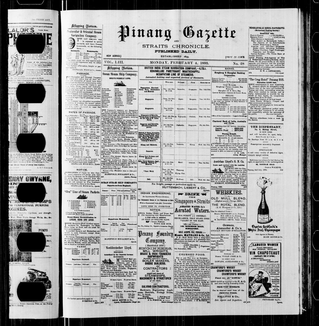 Miniature of Pinang Gazette and Straits Chronicle 04 February 1895