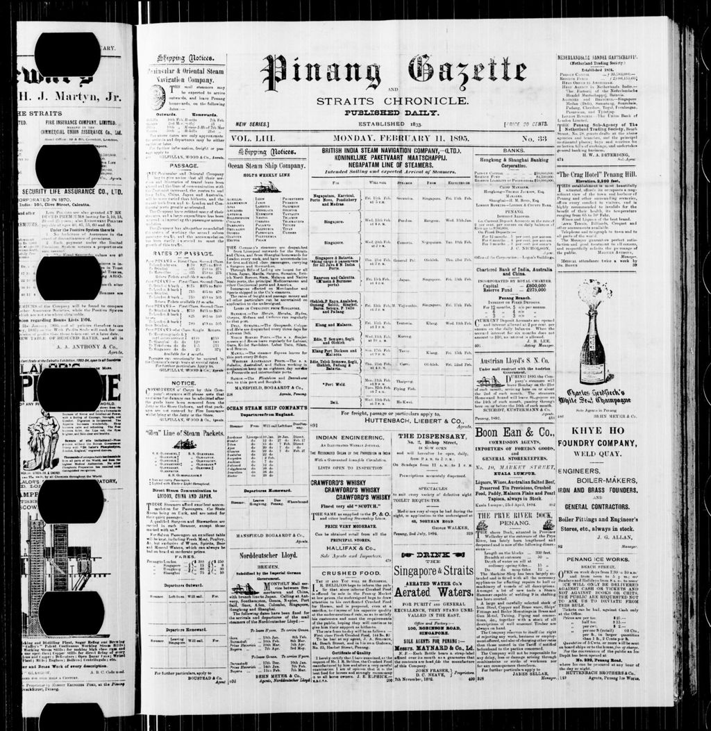 Miniature of Pinang Gazette and Straits Chronicle 11 February 1895