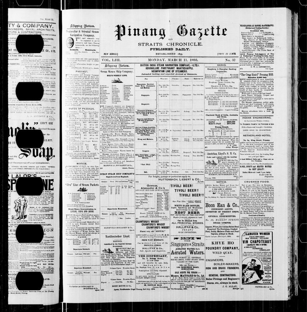 Miniature of Pinang Gazette and Straits Chronicle 11 March 1895