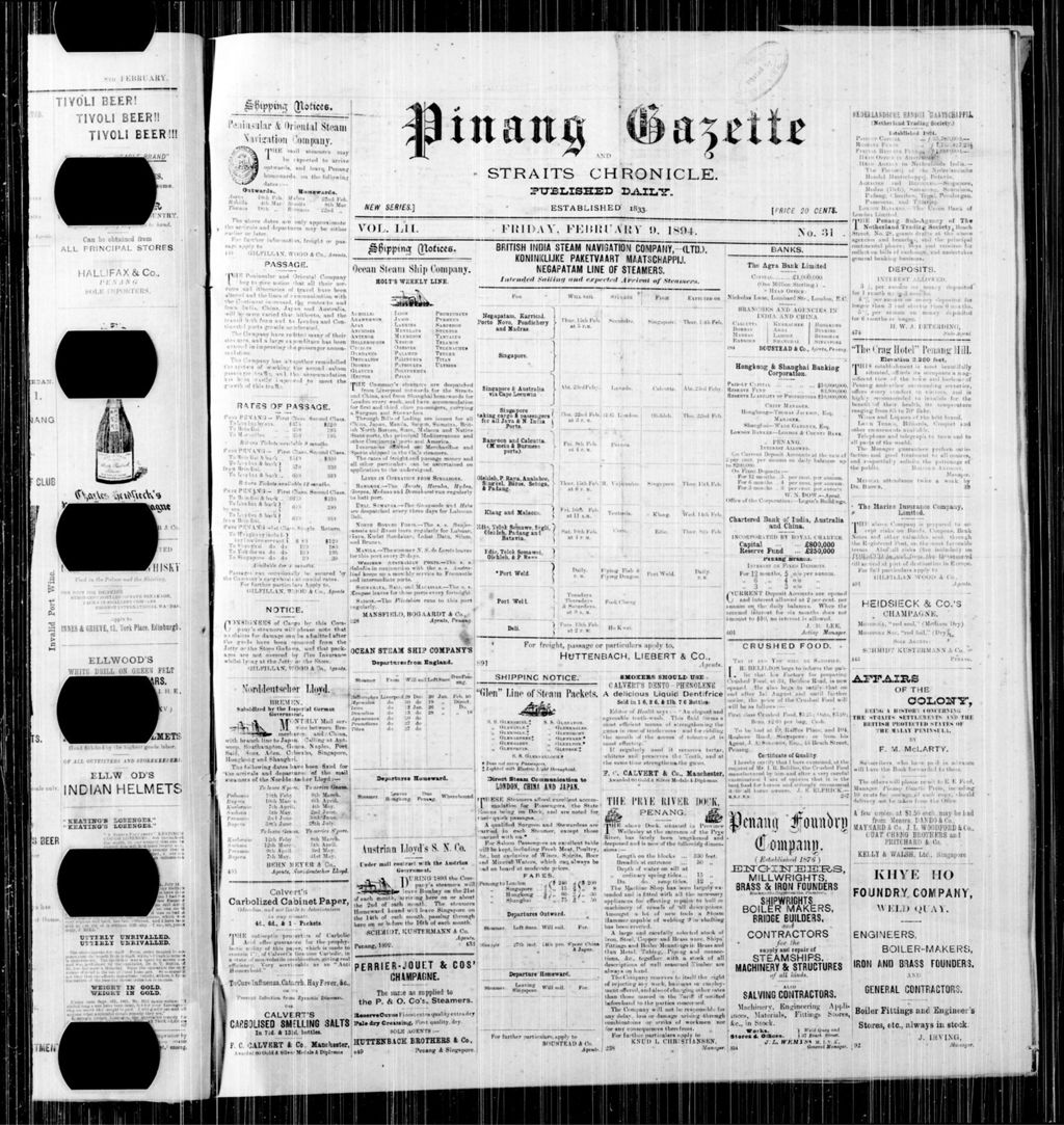 Miniature of Pinang Gazette and Straits Chronicle 09 February 1894