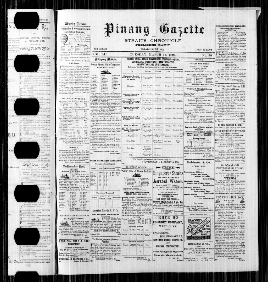 Miniature of Pinang Gazette and Straits Chronicle 13 March 1894