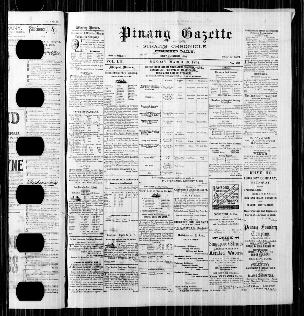 Miniature of Pinang Gazette and Straits Chronicle 19 March 1894