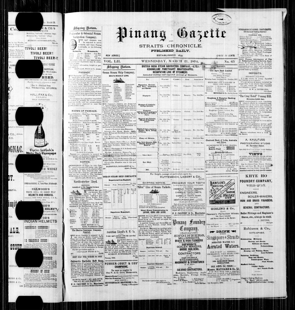 Miniature of Pinang Gazette and Straits Chronicle 21 March 1894