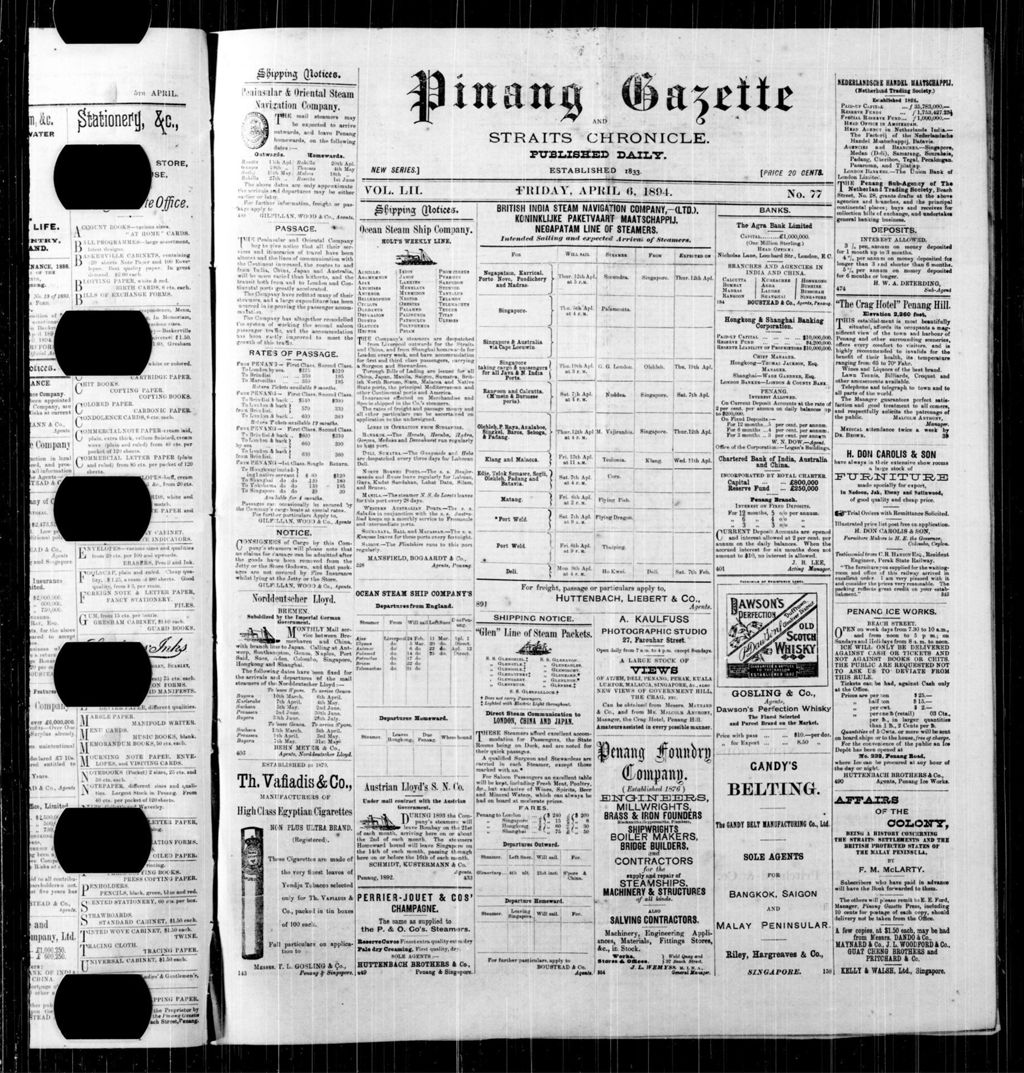 Miniature of Pinang Gazette and Straits Chronicle 06 April 1894