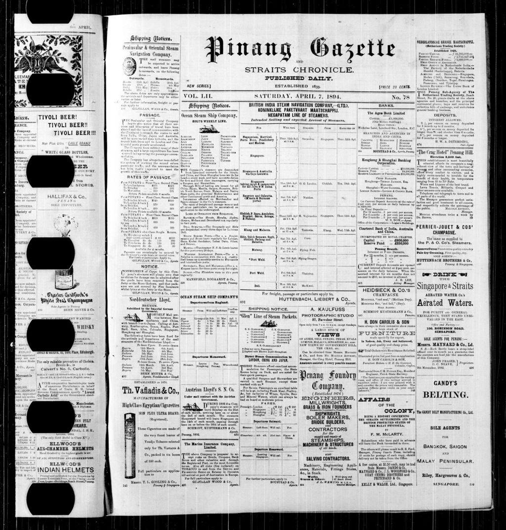 Miniature of Pinang Gazette and Straits Chronicle 07 April 1894