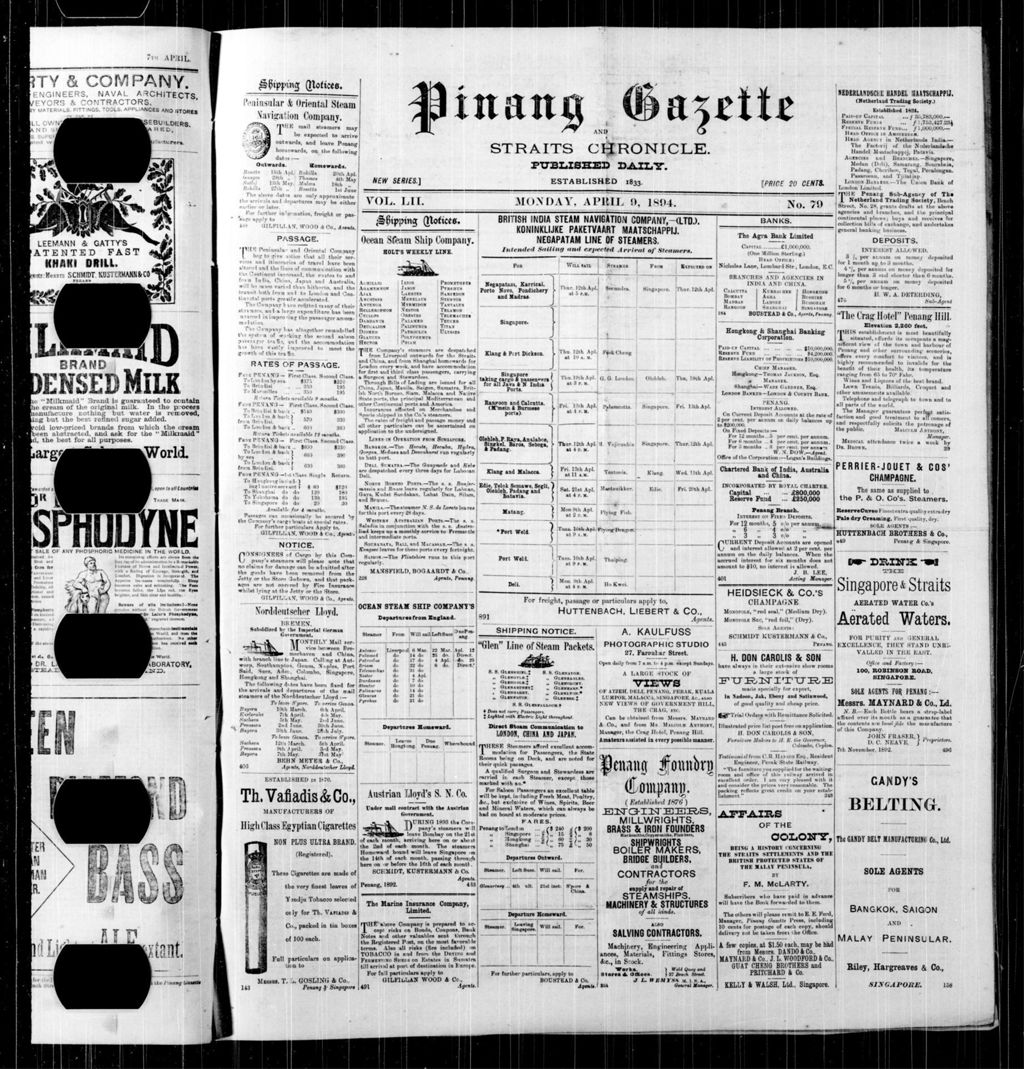 Miniature of Pinang Gazette and Straits Chronicle 09 April 1894