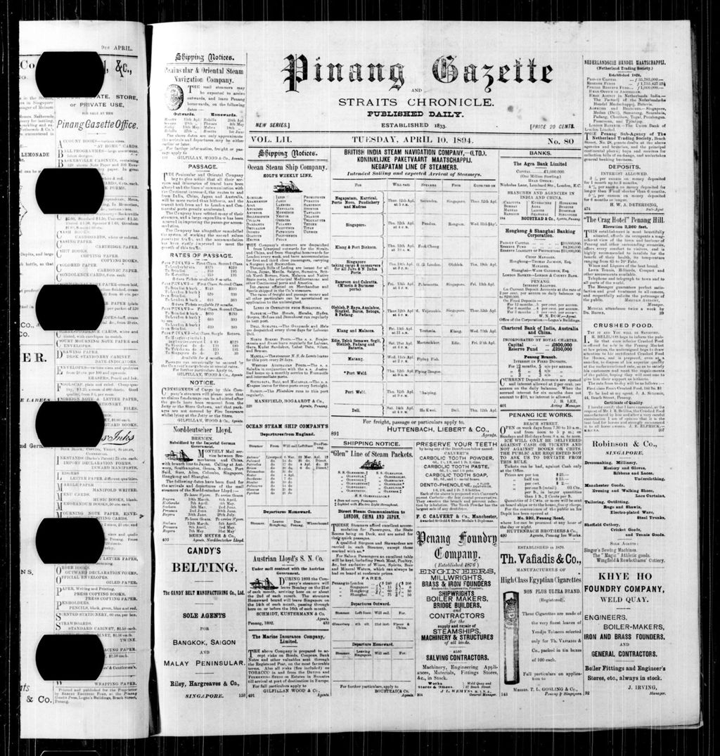 Miniature of Pinang Gazette and Straits Chronicle 10 April 1894