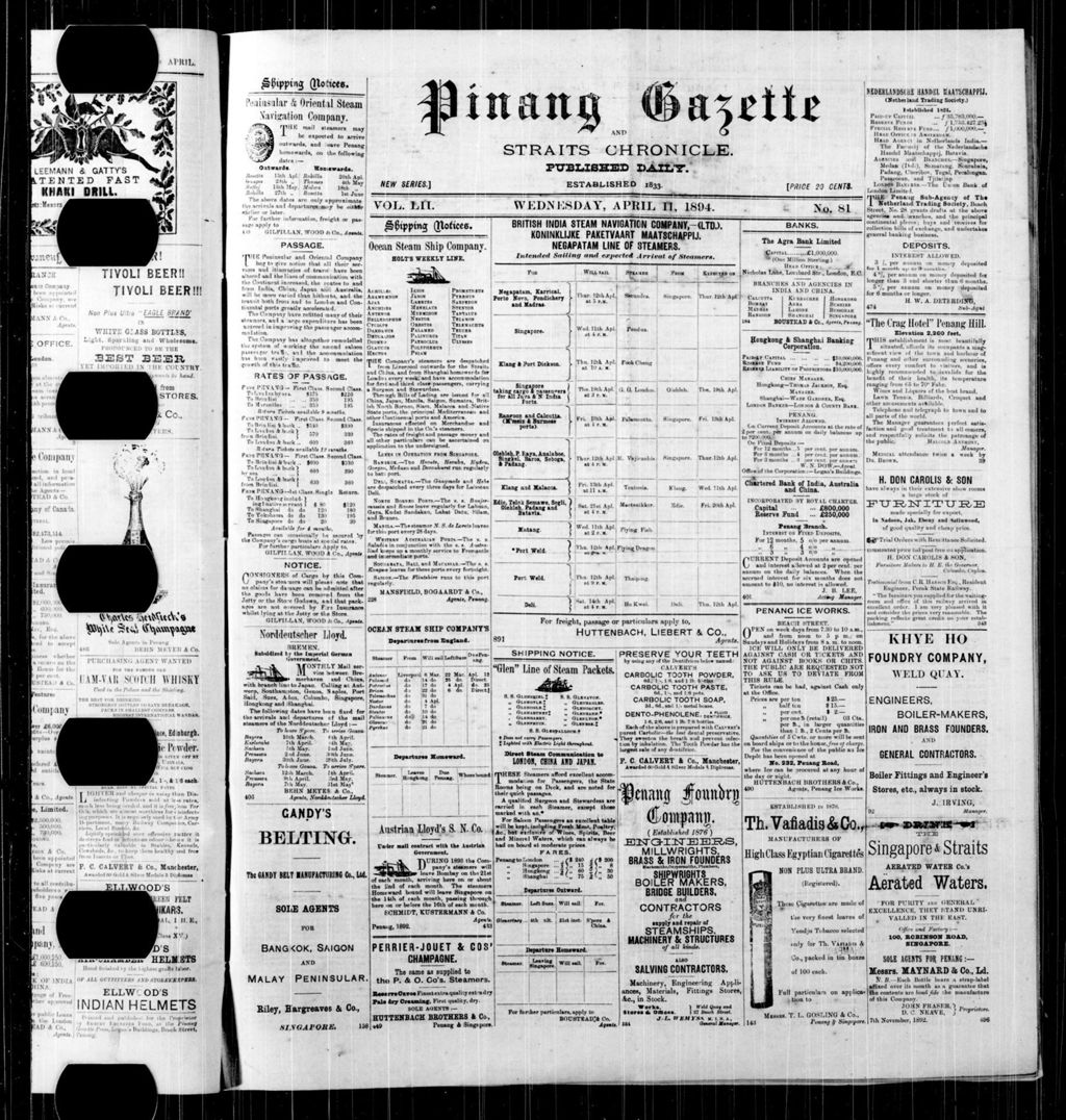 Miniature of Pinang Gazette and Straits Chronicle 11 April 1894