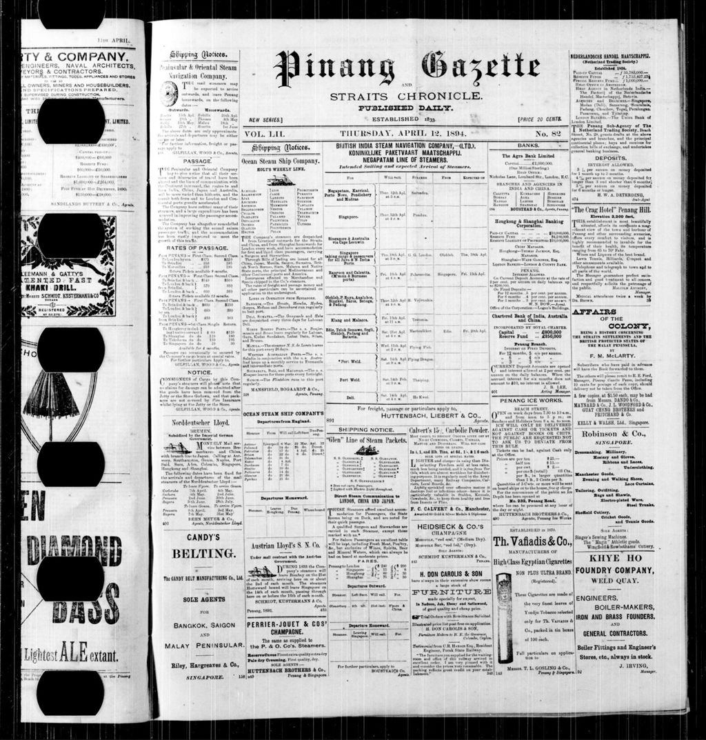 Miniature of Pinang Gazette and Straits Chronicle 12 April 1894