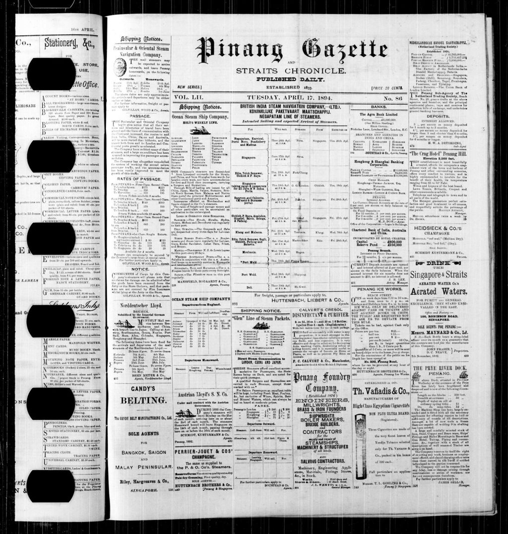 Miniature of Pinang Gazette and Straits Chronicle 17 April 1894