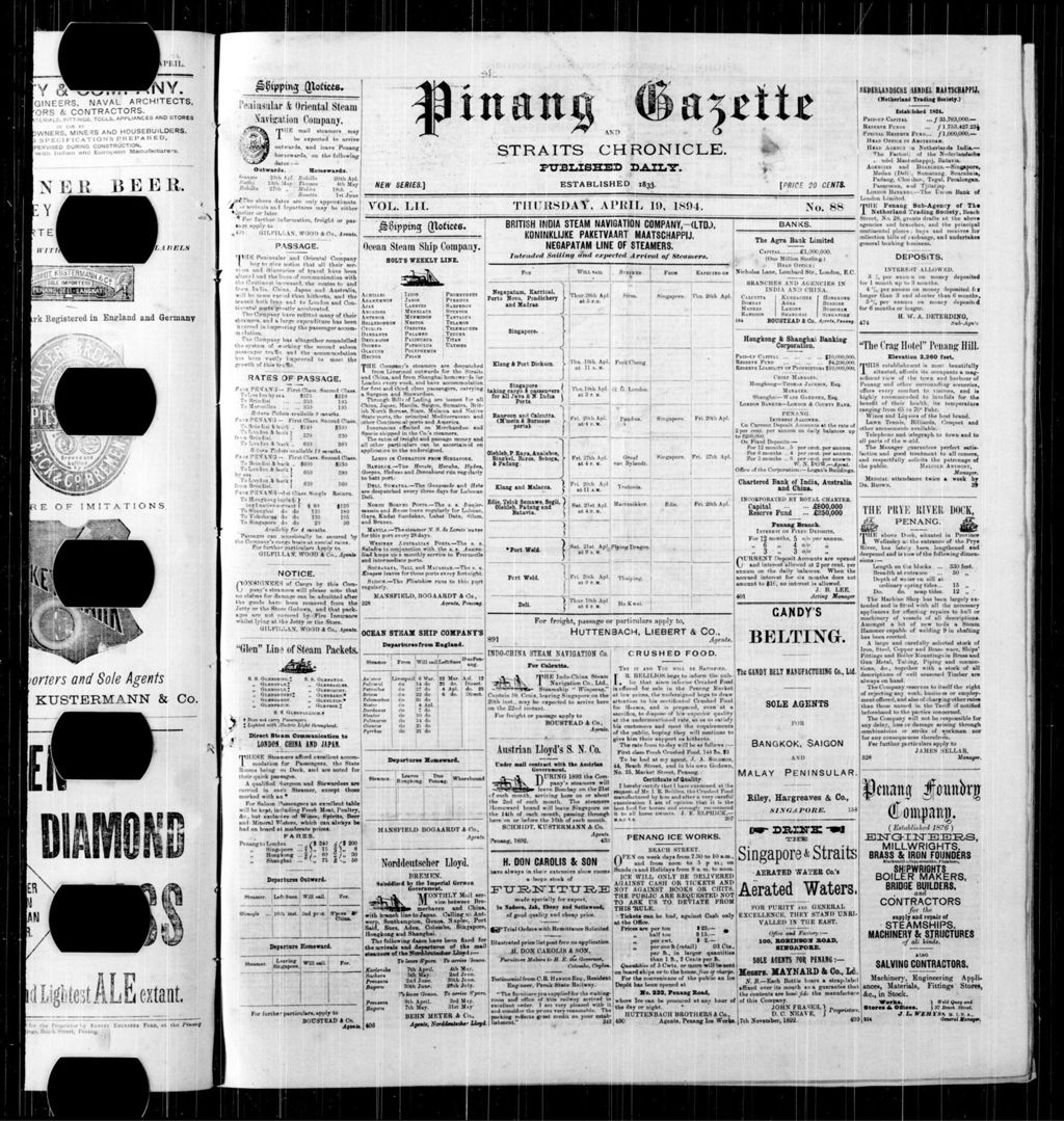 Miniature of Pinang Gazette and Straits Chronicle 19 April 1894