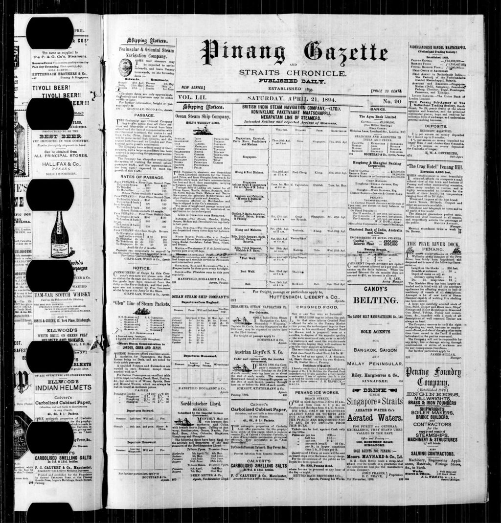 Miniature of Pinang Gazette and Straits Chronicle 21 April 1894