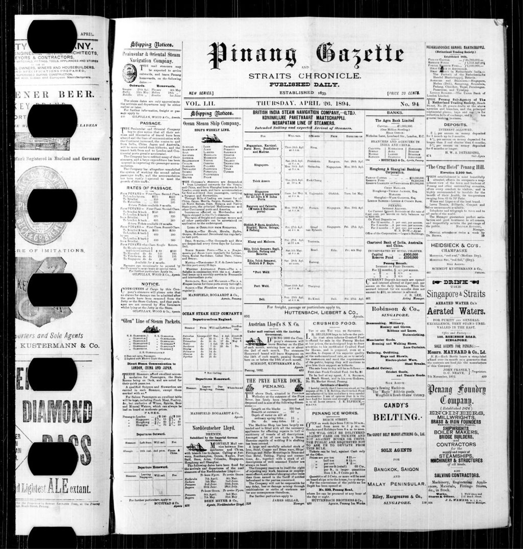 Miniature of Pinang Gazette and Straits Chronicle 26 April 1894