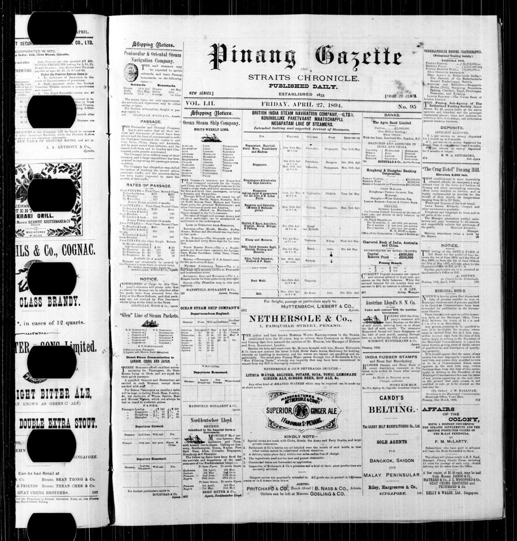 Miniature of Pinang Gazette and Straits Chronicle 27 April 1894