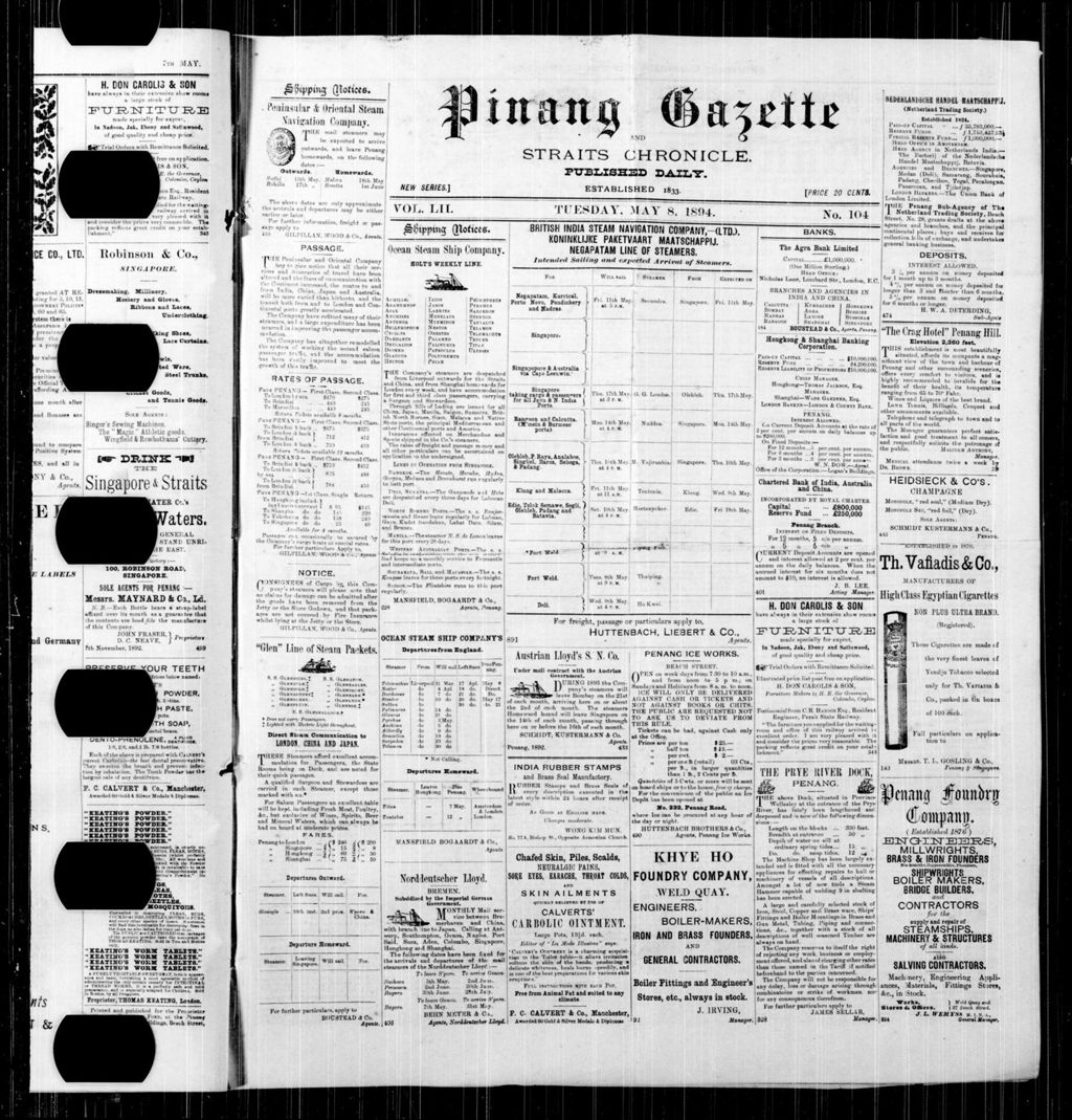 Miniature of Pinang Gazette and Straits Chronicle 08 May 1894