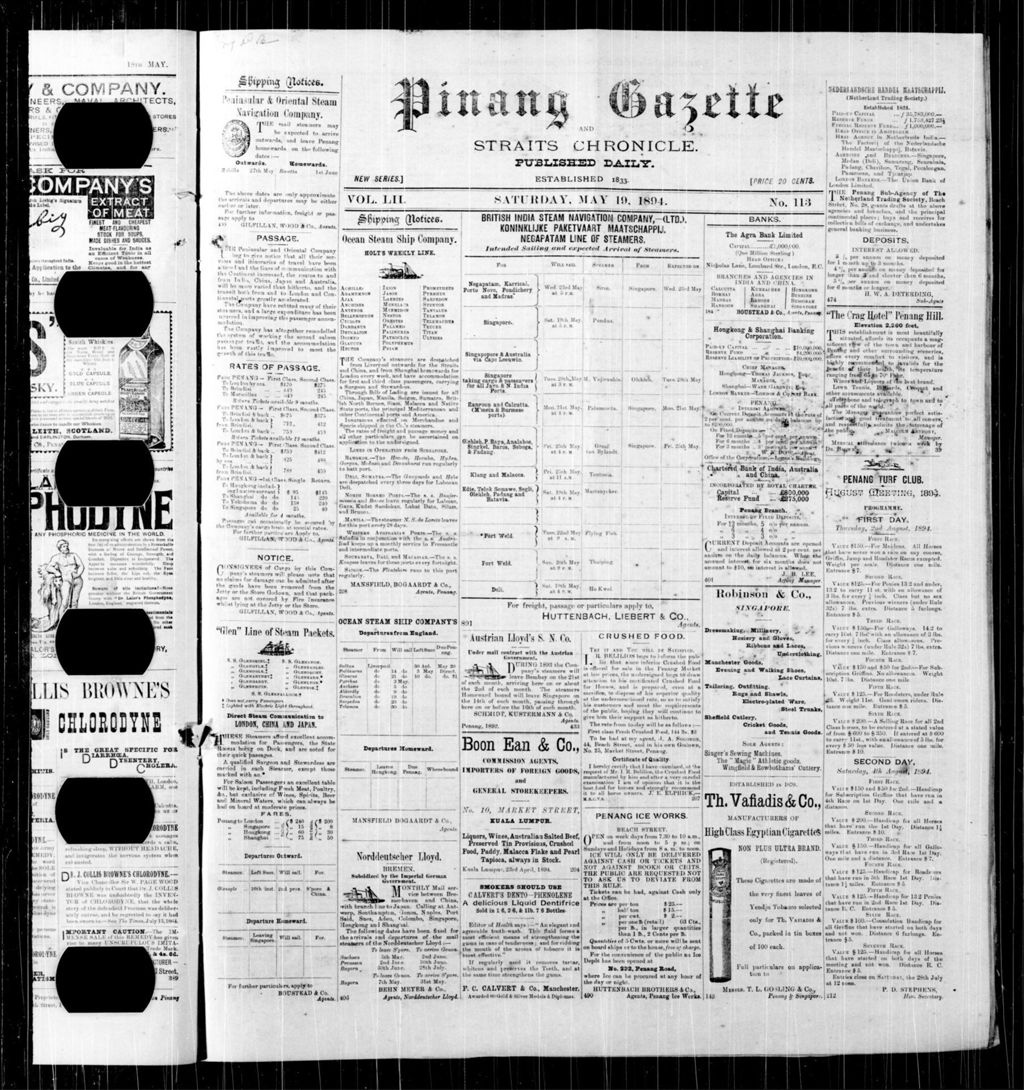 Miniature of Pinang Gazette and Straits Chronicle 19 May 1894